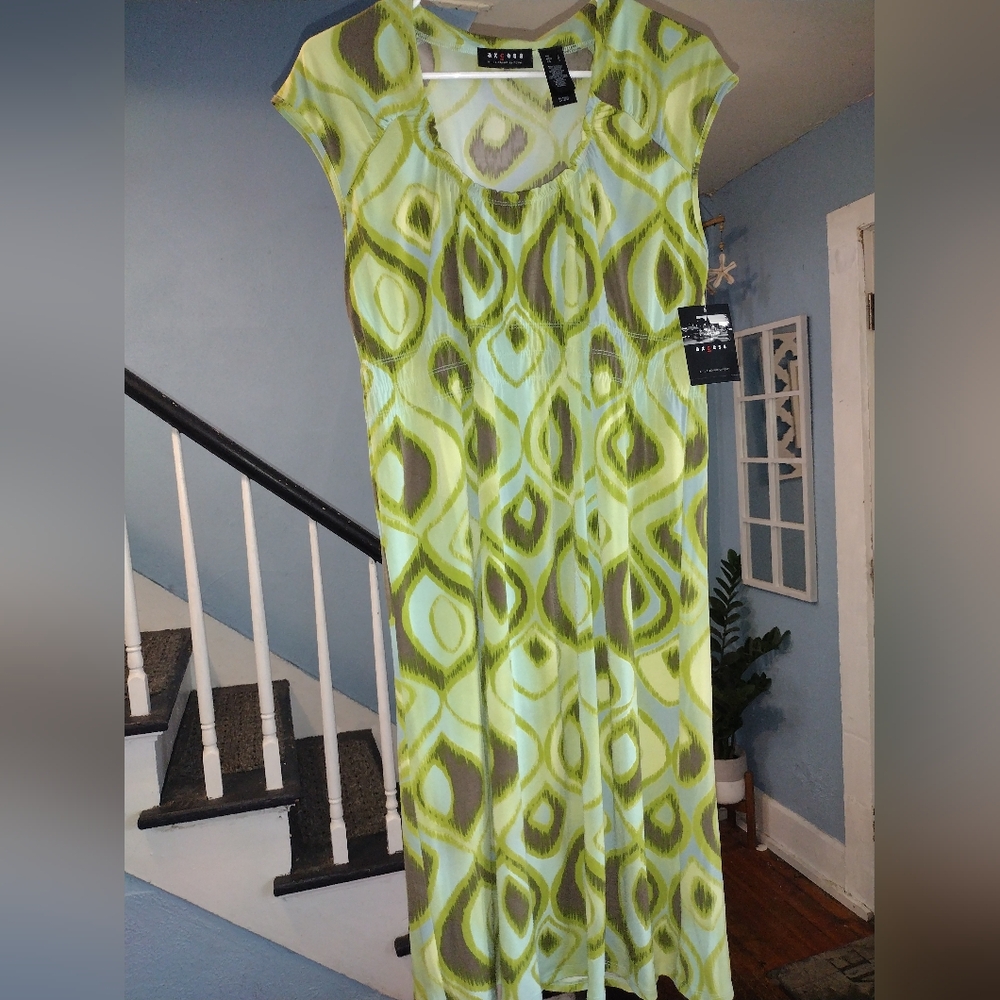 Access Stylish Green Patterned Dress Women's Size Large